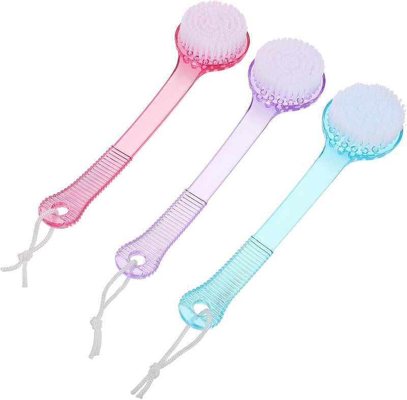 GANAZONO 3pcs Long Handle Silicone Bath Brush Set for Back Cleaning and Massage, Dual-Sided Body Scrubber for Shower and Bathing Accessories Random Color Random Style - Image 1