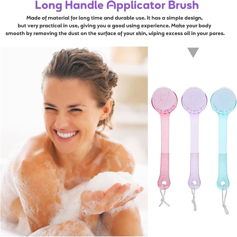 GANAZONO 3pcs Long Handle Silicone Bath Brush Set for Back Cleaning and Massage, Dual-Sided Body Scrubber for Shower and Bathing Accessories Random Color Random Style - Image 3
