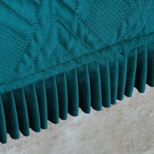 Fashion Throw 'Homefrill Series' Sofa Cover L Shape 6 Seater Sofa Cover Premium Velvet Frill | Anti-Slip Sofa Slipcovers for Living Room Covers for Wooden Furniture Teal, L-Shape(3+3)+ Back - Image 5