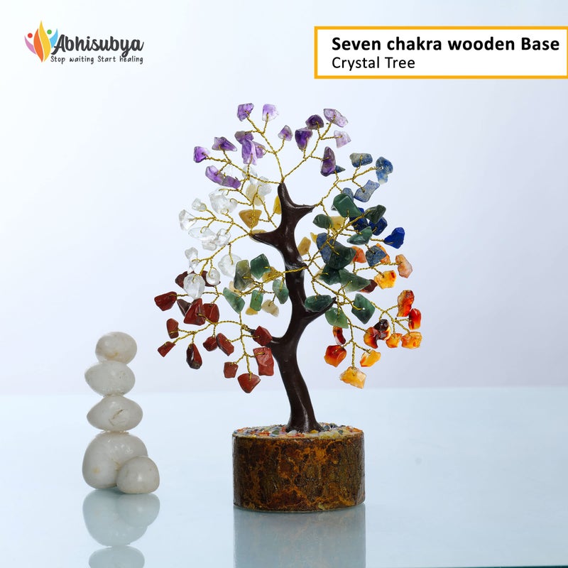 ABHISUBYA 7 Chakra Tree of Life - Money Tree - Aesthetic Room Decor - Crystal Necklace - Nature Decor - Crystal Tree - Buddha Decor - Return Gift - Small Decor Items for Shelf  Feng Shui  Artificial Bonsai Tree  - Image 4