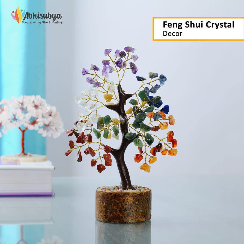 ABHISUBYA 7 Chakra Tree of Life - Money Tree - Aesthetic Room Decor - Crystal Necklace - Nature Decor - Crystal Tree - Buddha Decor - Return Gift - Small Decor Items for Shelf  Feng Shui  Artificial Bonsai Tree  - Image 5