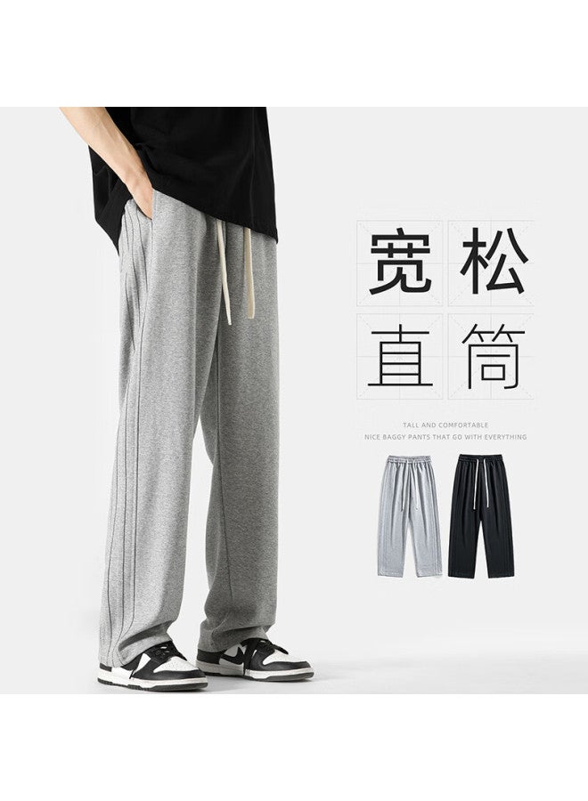 Vuug Casual Pants For Men, Autumn Straight-leg Trendy Youth Sportswear Trousers, Gray, 3XL - Image 1