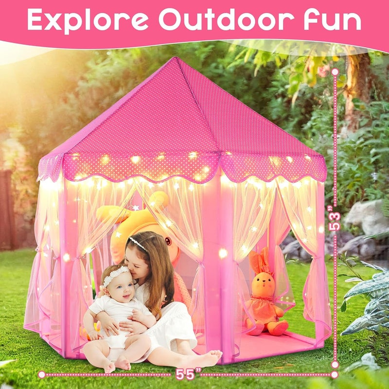 Monobeach All space matching look Princess Tent Girls Large Playhouse Kids Castle Play Tent with Star Lights Toy for Children Indoor and Outdoor Games, 55'' x 53'' (DxH) Public demand affordable quality - Image 4
