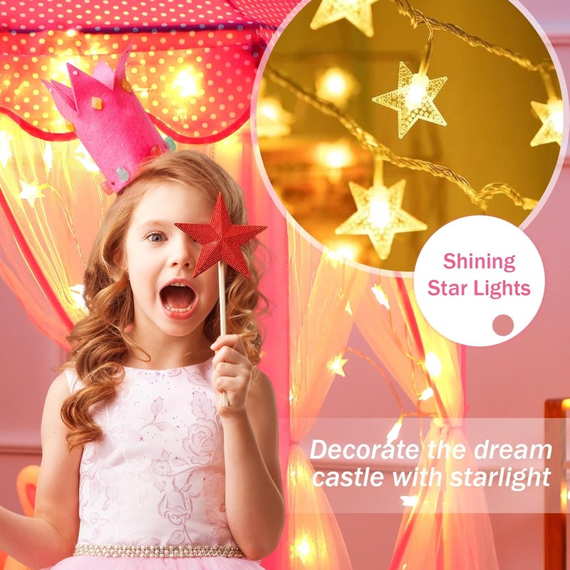 Monobeach All space matching look Princess Tent Girls Large Playhouse Kids Castle Play Tent with Star Lights Toy for Children Indoor and Outdoor Games, 55'' x 53'' (DxH) Public demand affordable quality - Image 3