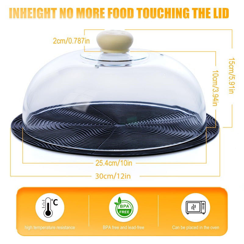 WENWELL Glass Microwave Splatter Cover with Silicone Mat, 10Inch Plate Splatter Food Lid with Integrated Grip Handle and Vent Hole, BPA Free, Dishwasher Safe - Image 4