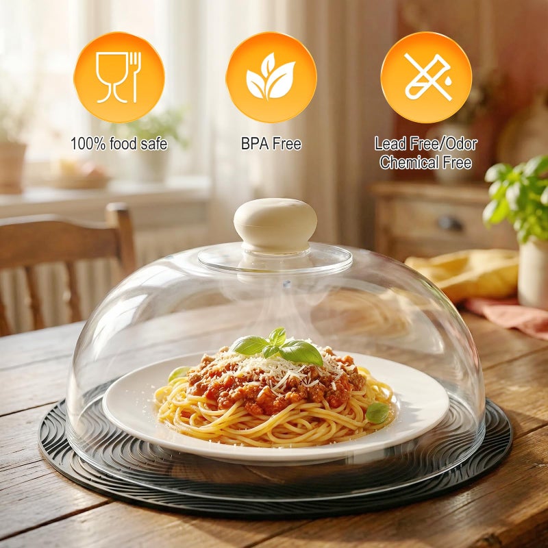 WENWELL Glass Microwave Splatter Cover with Silicone Mat, 10Inch Plate Splatter Food Lid with Integrated Grip Handle and Vent Hole, BPA Free, Dishwasher Safe - Image 3