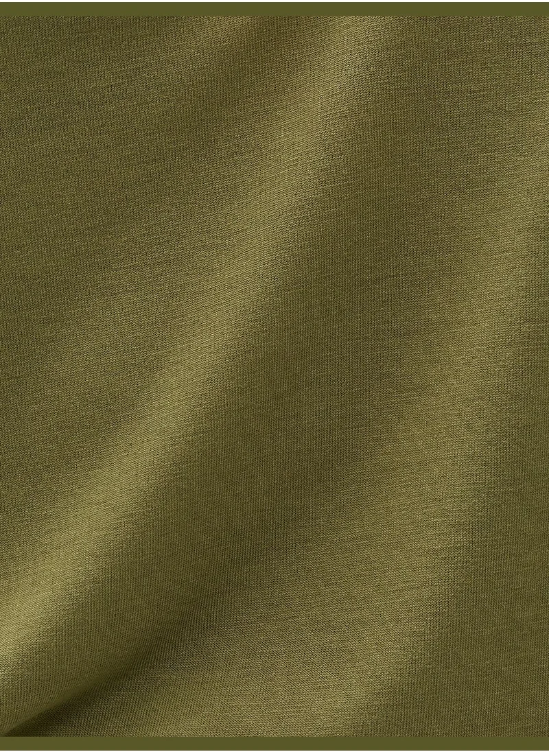 كوتون V Neck Basic T-Shirt Slit Detail