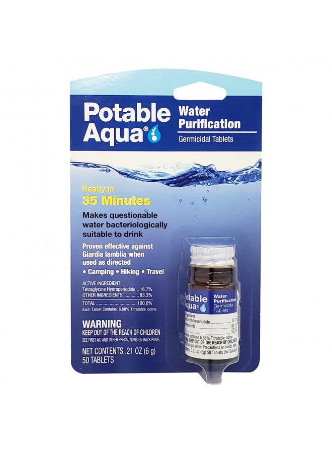 Potable Aqua Water Purification, Water Treatment Tablets - 50 count Bottle - Image 2