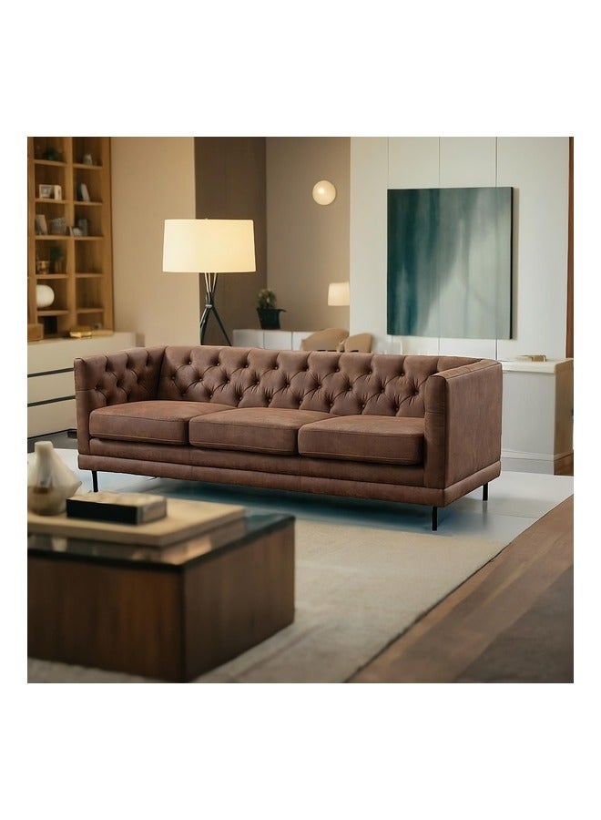 Micasa 3-Seater Contemporary And Elegant Design Fabric Sofa Brown 70 X 85 X 201 Cm Rl2341-3S  - Image 2