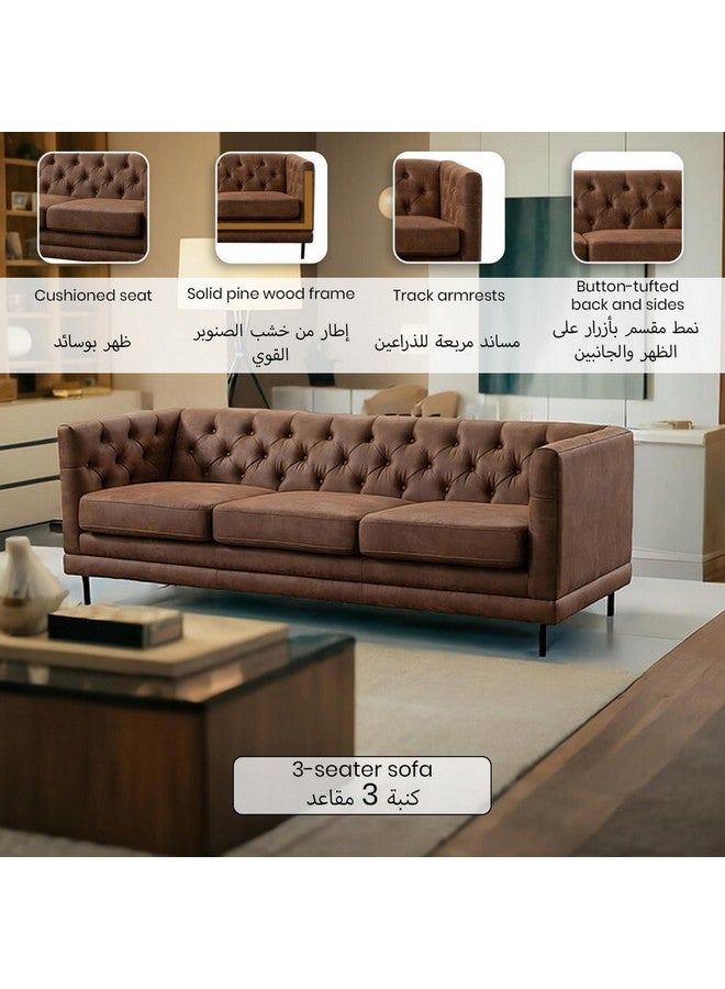Micasa 3-Seater Contemporary And Elegant Design Fabric Sofa Brown 70 X 85 X 201 Cm Rl2341-3S  - Image 3