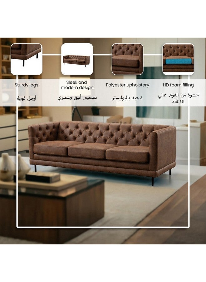 Micasa 3-Seater Contemporary And Elegant Design Fabric Sofa Brown 70 X 85 X 201 Cm Rl2341-3S  - Image 4