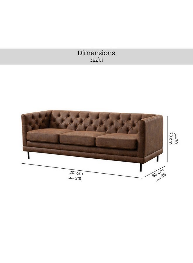 Micasa 3-Seater Contemporary And Elegant Design Fabric Sofa Brown 70 X 85 X 201 Cm Rl2341-3S  - Image 5
