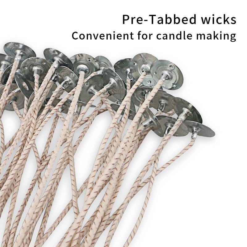 EUPNHY CD Series Wicks for Soy Candles - 100pcs CD 22 6" Pretabbed Cotton & Paper Wicks for Candle Making - Image 5