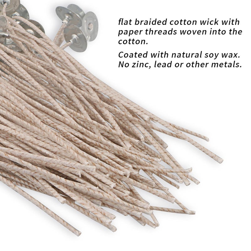 EUPNHY CD Series Wicks for Soy Candles - 100pcs CD 22 6" Pretabbed Cotton & Paper Wicks for Candle Making - Image 4