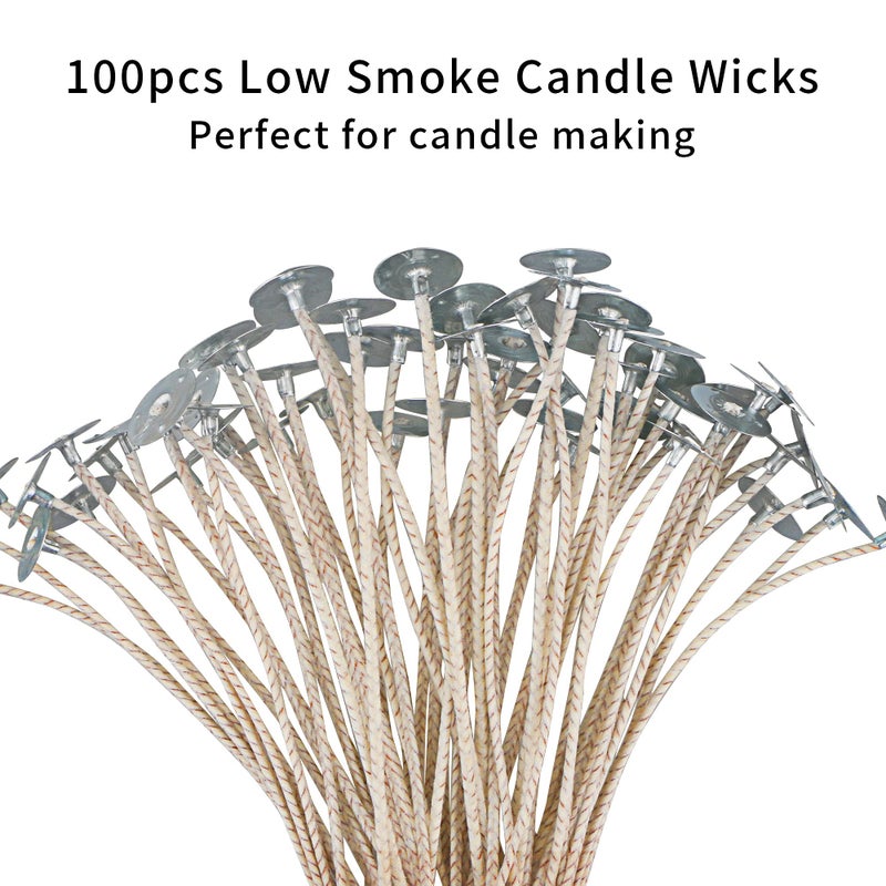 EUPNHY CD Series Wicks for Soy Candles - 100pcs CD 22 6" Pretabbed Cotton & Paper Wicks for Candle Making - Image 3