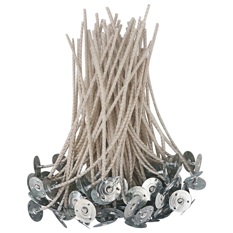 EUPNHY CD Series Wicks for Soy Candles - 100pcs CD 22 6" Pretabbed Cotton & Paper Wicks for Candle Making - Image 1