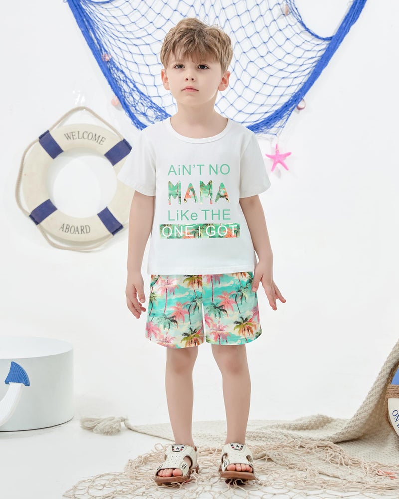 YUEMION Toddler Baby Boy Summer Outfit Baby Boy Clothes Short Sleeve T-Shirts Top + Shorts 2Pcs Boy Clothing Casual Set(White, 3-4T) - Image 3