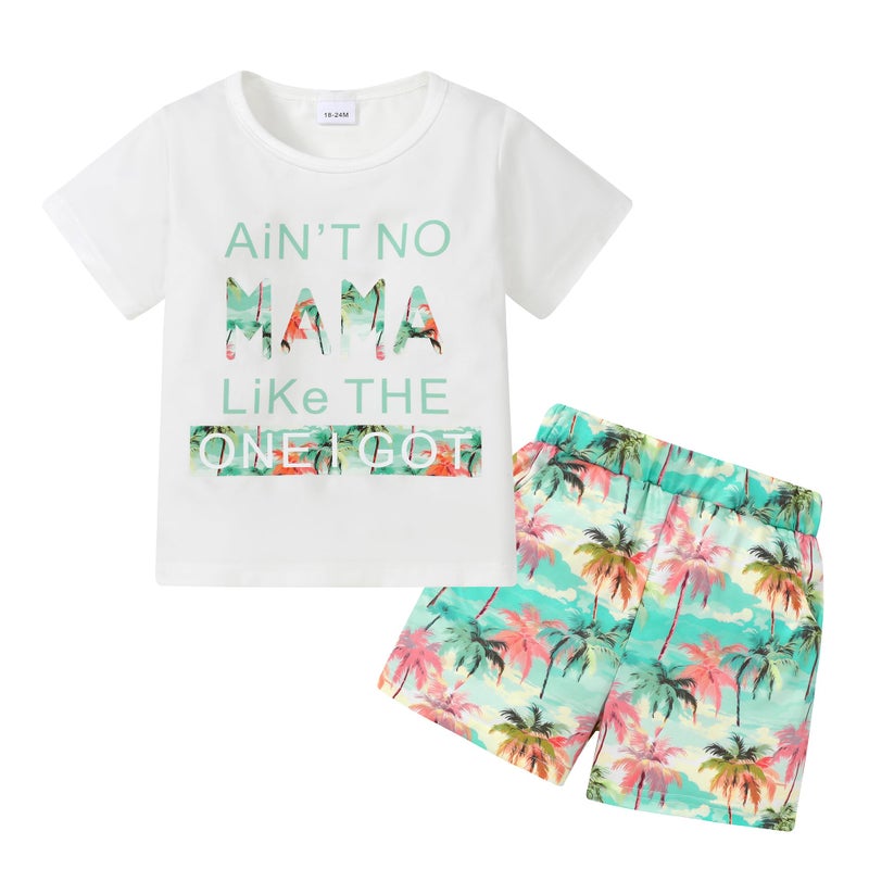 YUEMION Toddler Baby Boy Summer Outfit Baby Boy Clothes Short Sleeve T-Shirts Top + Shorts 2Pcs Boy Clothing Casual Set(White, 3-4T) - Image 1