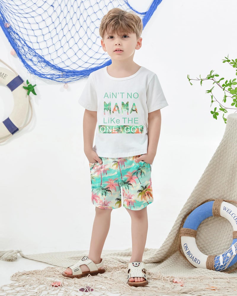 YUEMION Toddler Baby Boy Summer Outfit Baby Boy Clothes Short Sleeve T-Shirts Top + Shorts 2Pcs Boy Clothing Casual Set(White, 3-4T) - Image 4