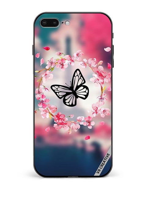 Protective Case Cover For Apple iPhone 7 Plus/8 Plus Butterfly in Flower Ring Design Multicolour