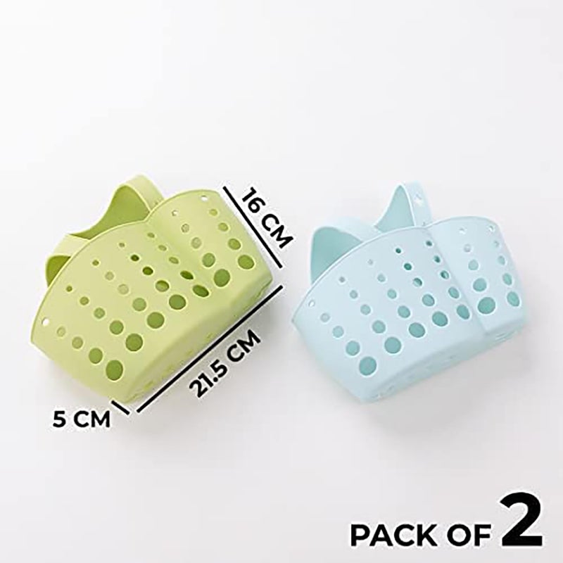 Kuber Industries Kitchen & Bathroom Organizer|Multipurpose Basket Shelf For Kitchen & Bathroom|Premium TPR|Adjustable Snap Fastener|Non-Toxic & Odor-less|Flexible & Durable|Pack of 2|TM15008|Multi - Image 2