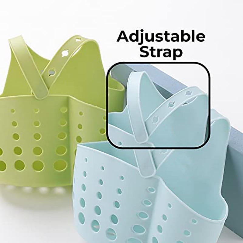 Kuber Industries Kitchen & Bathroom Organizer|Multipurpose Basket Shelf For Kitchen & Bathroom|Premium TPR|Adjustable Snap Fastener|Non-Toxic & Odor-less|Flexible & Durable|Pack of 2|TM15008|Multi - Image 3
