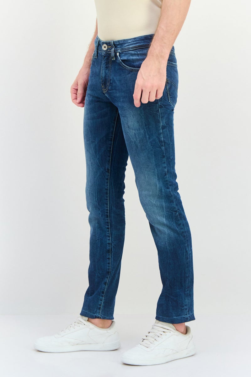 GAS Men Slim Fit Washed Stretchable Denim Jeans, Blue - Image 2