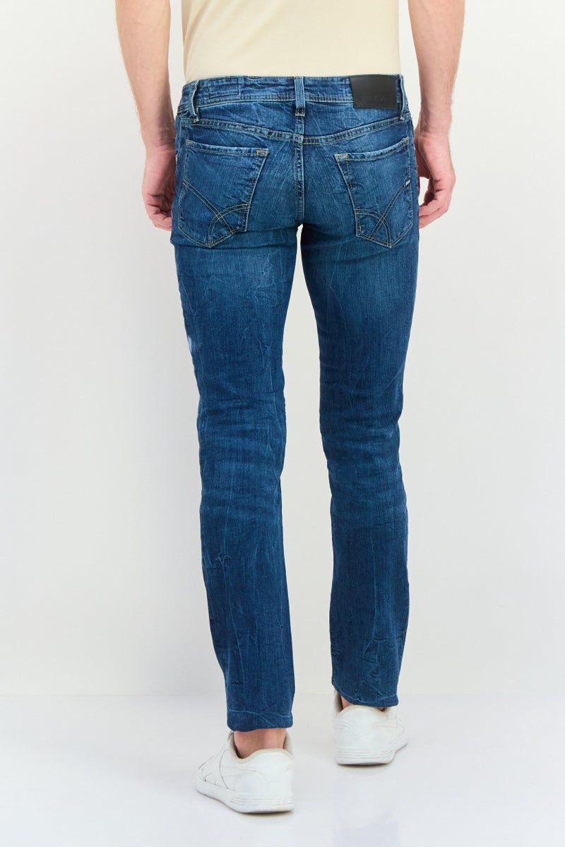 GAS Men Slim Fit Washed Stretchable Denim Jeans, Blue - Image 3