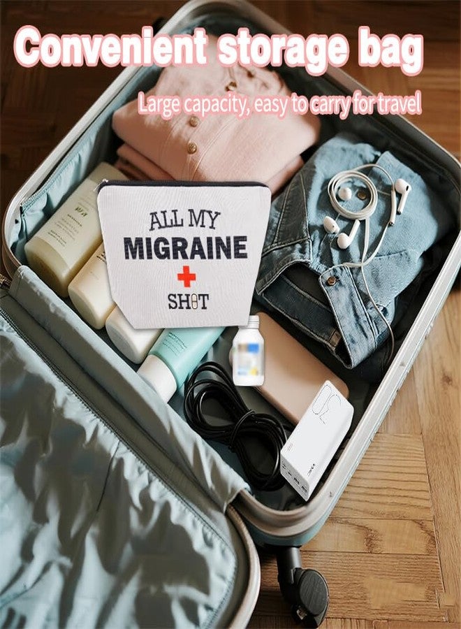 YangQian Migraine Medicine Bag for Travel Headache Meds Bag Gifts for Migraine Sufferers Headache Pouch Cosmetic Bags with Zipper Medical Bags for Patients Funny Pouch Pill Organizer Canvas Medication Pouches - Image 3