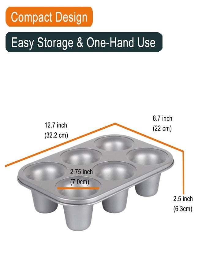 wivplik Nonstick Popover Pan, Extra Deep,6-Cup Capacity, Heavy-Duty Steel,13x9inch,Compact Design Fits Small Ovens,450°F Oven Safe - Image 3