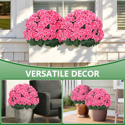 Grooy Artificial Plants Flowers Topiary Ball for Outdoor, 2 Pack Fake Silk Crabapple Flower Plant Bushes, UV Resistant Realistic Plants Shurbs for Outside,Front Porch,Patio,Yard(Pink) - Image 5