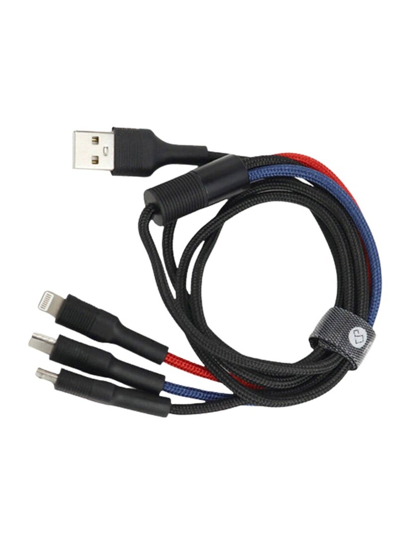 ProOne - ProOne USB Cable 3 in 1 Multi Charging Cable - IP Cable, USB Type C Cable, Micro USB Cable, Fast Charging Cord Compatible with iP 13 12 11, Galaxy S20 S10 S9 S8 S7, Micro USB Android, 3in1 Charging - Image 1