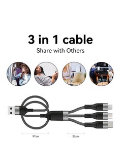ProOne ProOne USB Cable 3 in 1 Multi Charging Cable - IP Cable, USB Type C Cable, Micro USB Cable, Fast Charging Cord Compatible with iP 13 12 11, Galaxy S20 S10 S9 S8 S7, Micro USB Android, 3in1 Charging  - Image 3