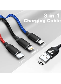 ProOne ProOne USB Cable 3 in 1 Multi Charging Cable - IP Cable, USB Type C Cable, Micro USB Cable, Fast Charging Cord Compatible with iP 13 12 11, Galaxy S20 S10 S9 S8 S7, Micro USB Android, 3in1 Charging  - Image 4