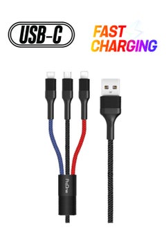ProOne ProOne USB Cable 3 in 1 Multi Charging Cable - IP Cable, USB Type C Cable, Micro USB Cable, Fast Charging Cord Compatible with iP 13 12 11, Galaxy S20 S10 S9 S8 S7, Micro USB Android, 3in1 Charging  - Image 1