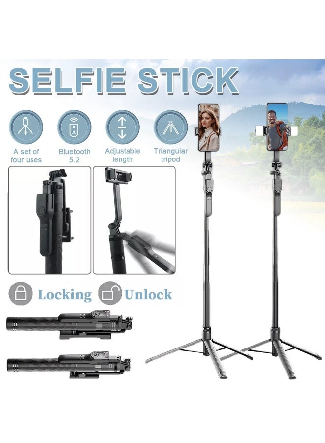 HUMJO 68inch Professional Cell Phone Holder & Camera Tripod Stand Remote Selfie Stick with 2 Fill Lights - Image 1