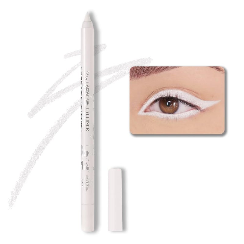 evpct evpct 1Pcs White Color Gel Glitter Eyeliner Pencils Set for Women Waterline Waterproof Smudge Proof lapiz de ojos delineador de ojos contra el agua Eye Liner Makeup02 White
