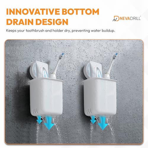 NEVADRILL Toothbrush Holder for Bathroom | Self Adhesive Wall Mounted Toothbrush Holder | Multifunctional Organizer for Electric Toothbrush | Washroom Organizer for Tooth Brush - Pack of 2 [ND-1358] - Image 2