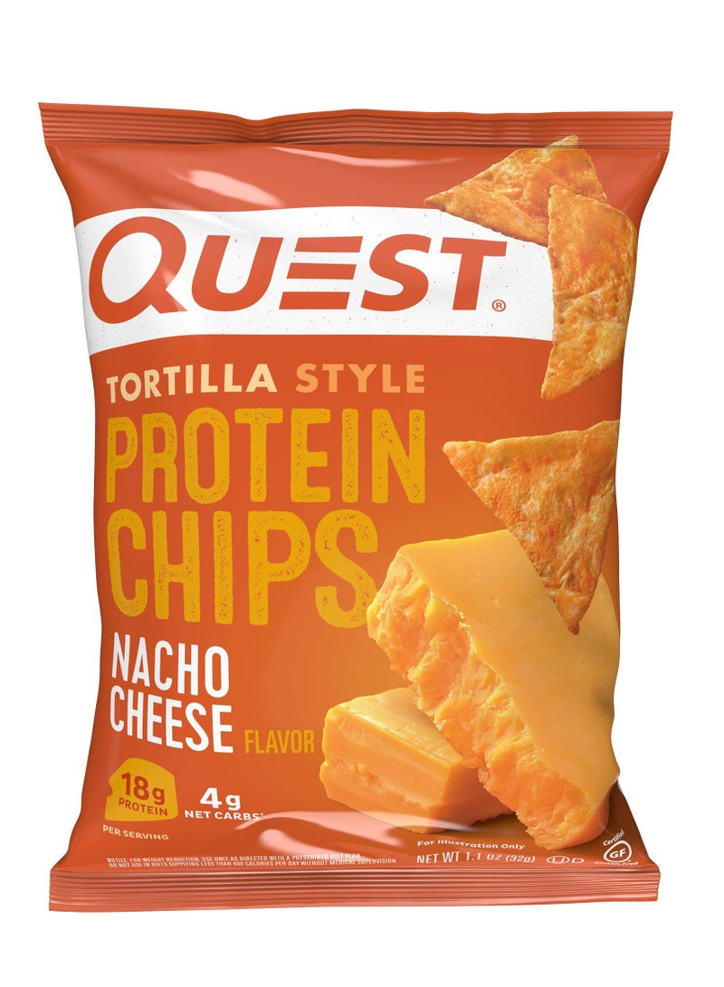 كويست رقائق بروتين على طريقة التورتيلا من كويست نيوتريشن، 32 جرام، جبن ناتشو - Image 1