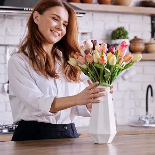 Sggvecsy 15 Pcs Fake Tulips Artificial Flowers Real Touch PU Faux Flowers Tulip Stems for Wedding Floral Arrangement Spring Bouquet Home Party Office Decorations for Mother's Day (Multi Colors) - Image 4