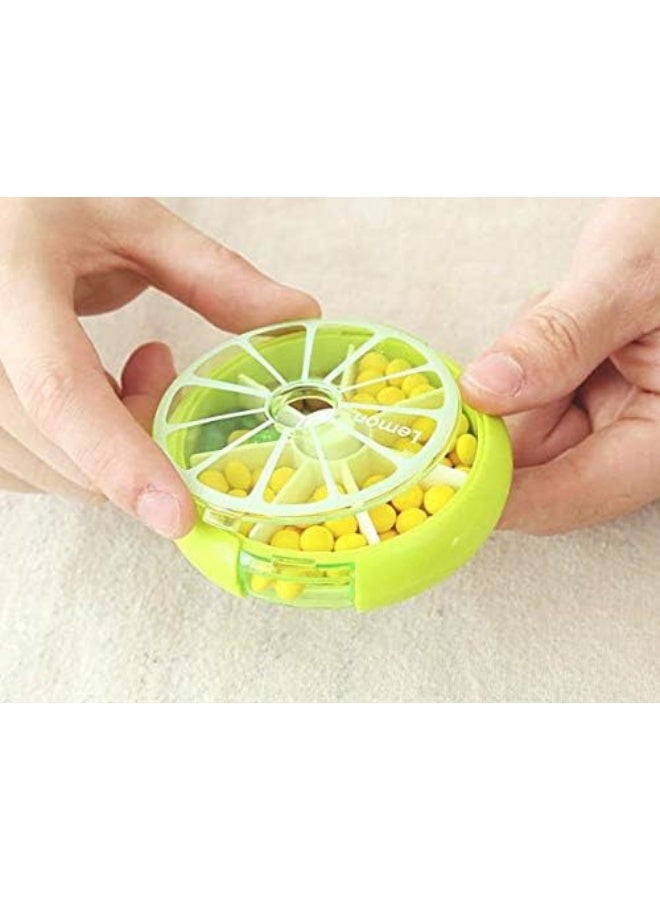 Generic lemon slice fruit Medicine box one week Pill organiser, Travel Portable 7 Slot Vitamin Medicine Pill Box Case - green - Image 3