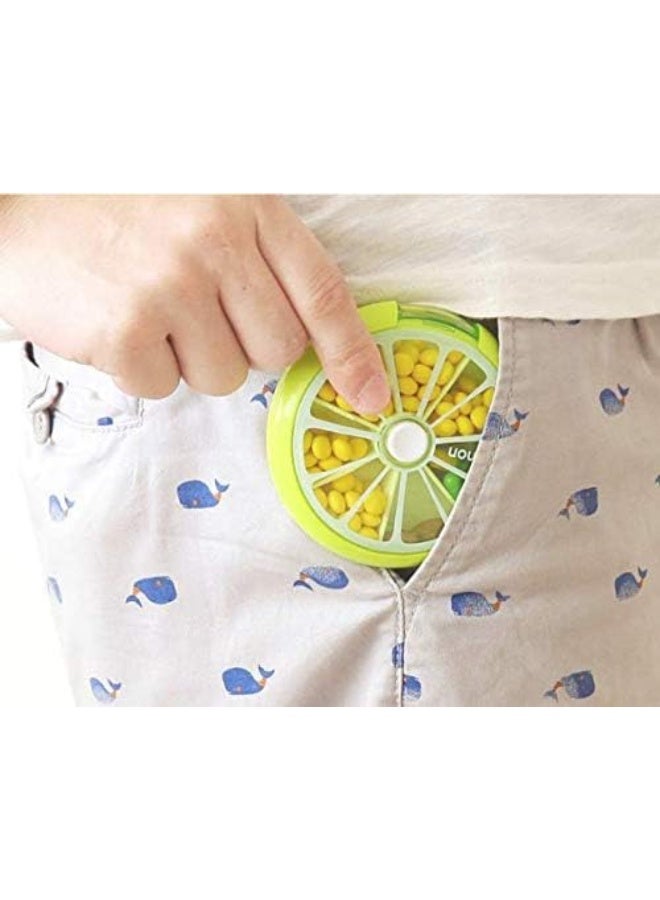Generic lemon slice fruit Medicine box one week Pill organiser, Travel Portable 7 Slot Vitamin Medicine Pill Box Case - green - Image 4