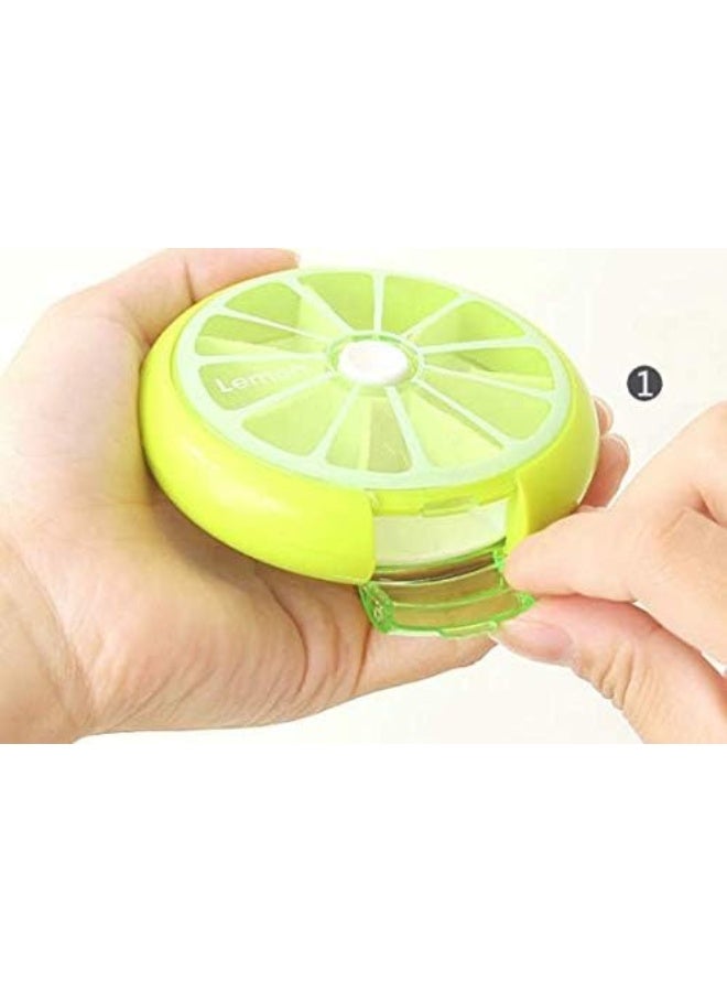 Generic lemon slice fruit Medicine box one week Pill organiser, Travel Portable 7 Slot Vitamin Medicine Pill Box Case - green - Image 5