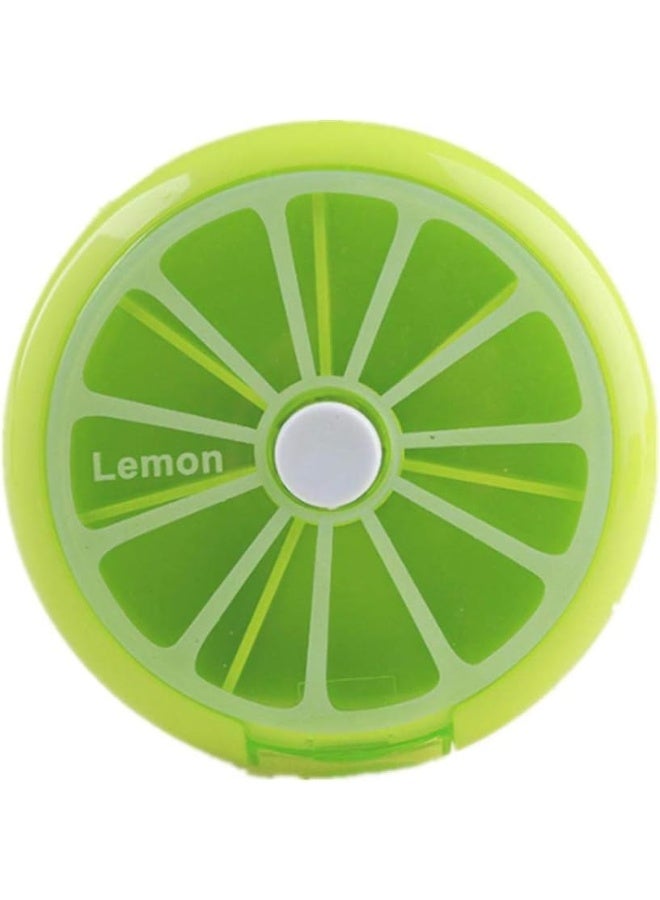 Generic lemon slice fruit Medicine box one week Pill organiser, Travel Portable 7 Slot Vitamin Medicine Pill Box Case - green - Image 1