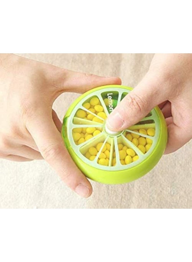 Generic lemon slice fruit Medicine box one week Pill organiser, Travel Portable 7 Slot Vitamin Medicine Pill Box Case - green - Image 2