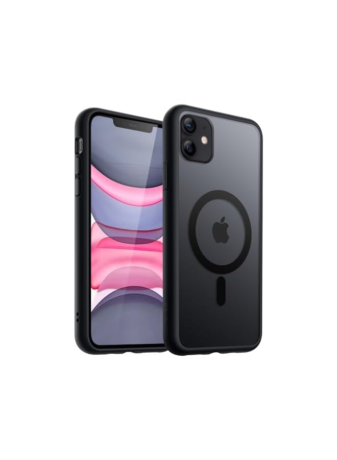 جي تيك حافظة JETech مغناطيسية لهاتف iPhone 11 مقاس 6.1 بوصة متوافقة مع MagSafe، غطاء هاتف خلفي شفاف غير لامع مقاوم للصدمات (أسود) - Image 1