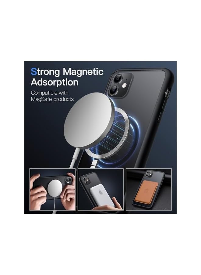 جي تيك حافظة JETech مغناطيسية لهاتف iPhone 11 مقاس 6.1 بوصة متوافقة مع MagSafe، غطاء هاتف خلفي شفاف غير لامع مقاوم للصدمات (أسود) - Image 3