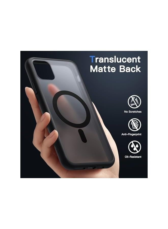 جي تيك حافظة JETech مغناطيسية لهاتف iPhone 11 مقاس 6.1 بوصة متوافقة مع MagSafe، غطاء هاتف خلفي شفاف غير لامع مقاوم للصدمات (أسود) - Image 4