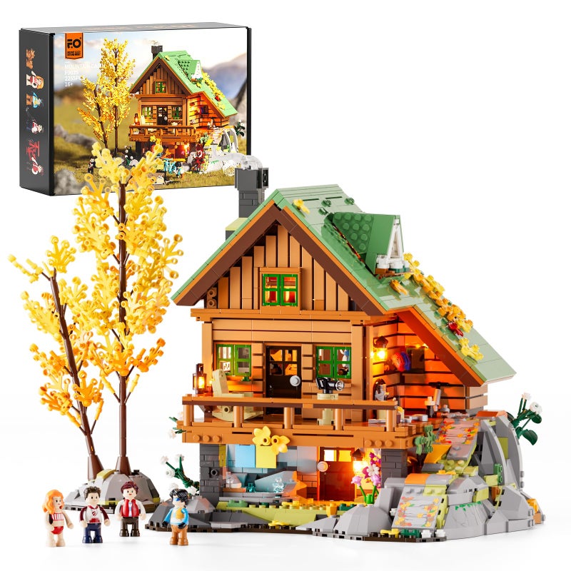 FUNWHOLE MountainCabin House Lighting BuildingBricks Set Friends Mountain House and Treehouse Collection LED Light Building Set 2255 Pcs for Adults and Teen - Image 2