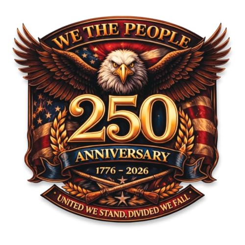 KATINAT 250 Anniversary USA Merchandise Car Stickers and Decals 2Pcs USA 250th Anniversary Vinyl Decals for Vehicles American Flag Patriotic Stickers We The People Cross Sticker for Car Truck Laptop - Image 1